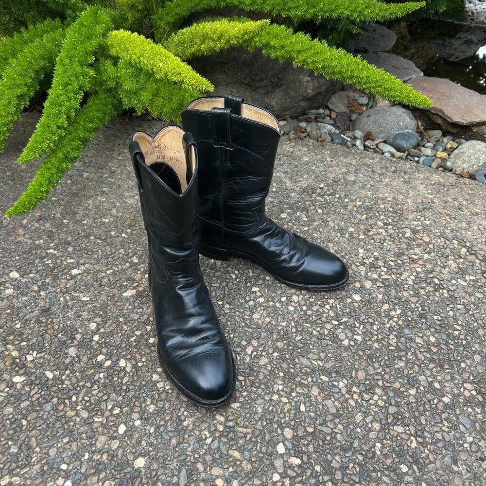 Justin Men's Black Western Roper Collection Dress Boot Size 8 D Style 3133 - Picture 10 of 11